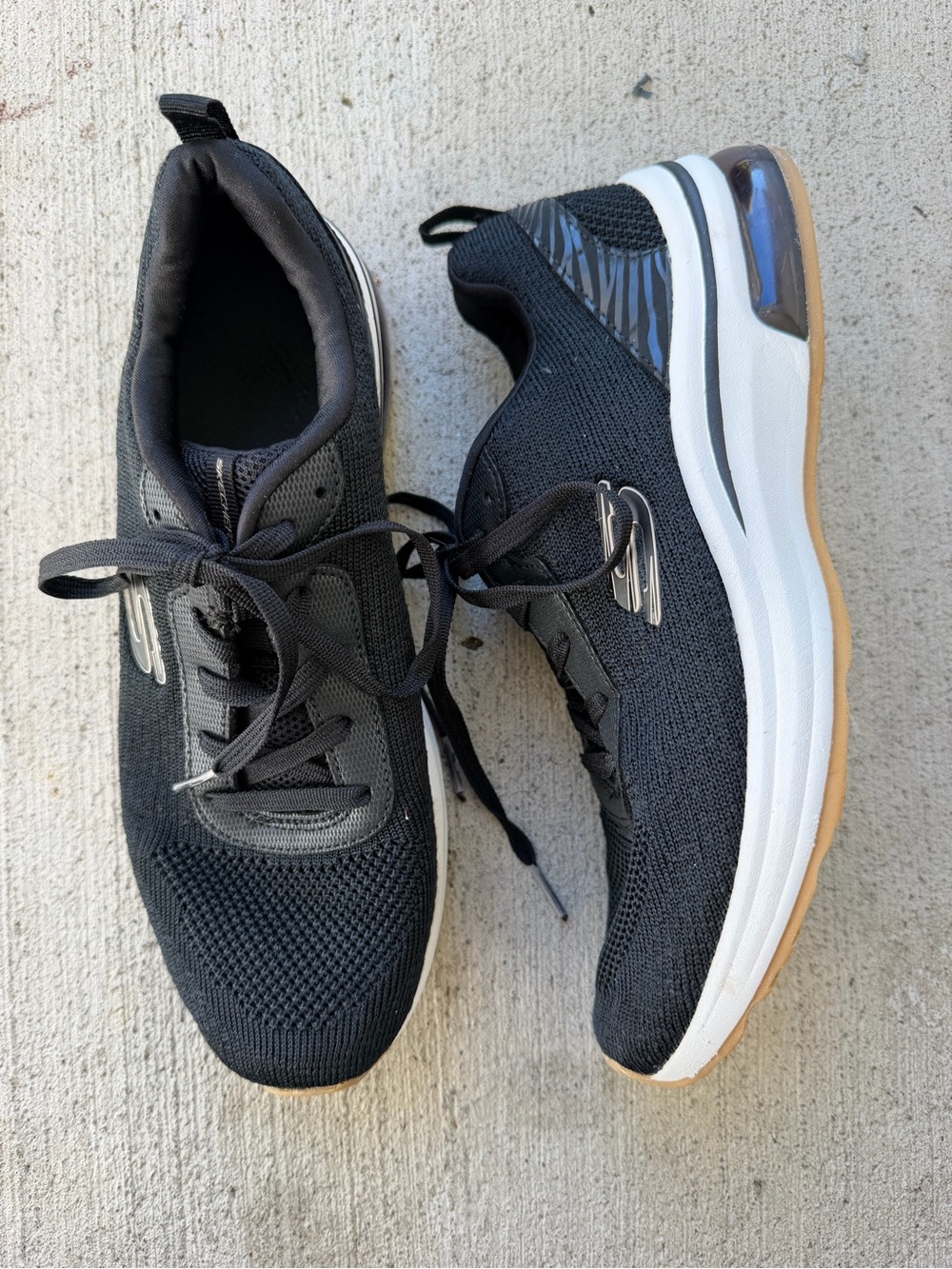 Skechers Womens Memory Foam SN 12564 Blk Gold Lace Up Running Shoes Size 9